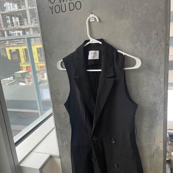 Burshka black double Button Lapel Neck Vest Blazer size M for women - Picture 3 of 11